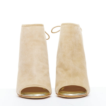 Women's Jimmy Choo Suede Gold Heel Booties