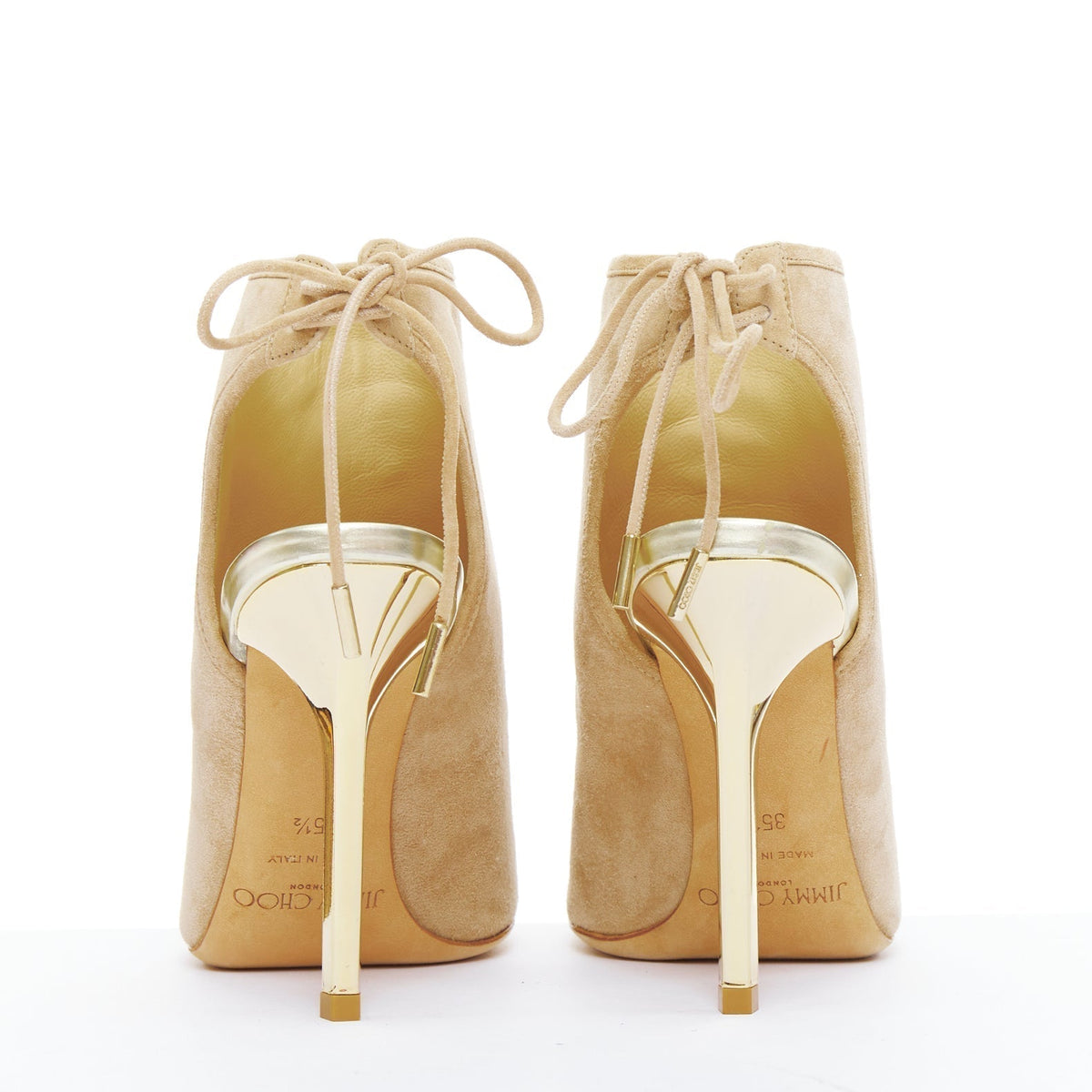 Women's Jimmy Choo Suede Gold Heel Booties