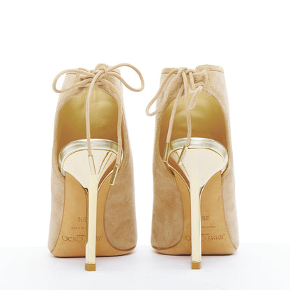 Women's Jimmy Choo Suede Gold Heel Booties