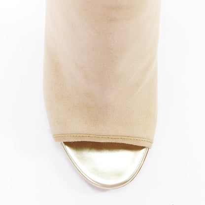 Women's Jimmy Choo Suede Gold Heel Booties