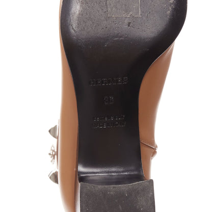 Women's Hermes Leather Silver Hardware Boots