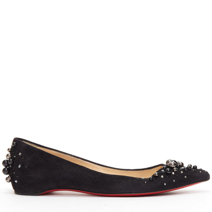 Women's Christian Louboutin Suede Beaded Flats