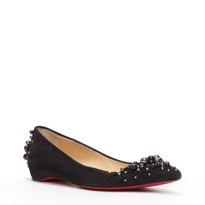 Women's Christian Louboutin Suede Beaded Flats