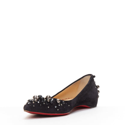 Women's Christian Louboutin Suede Beaded Flats