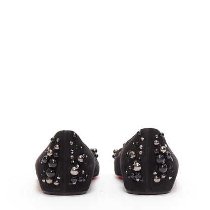 Women's Christian Louboutin Suede Beaded Flats