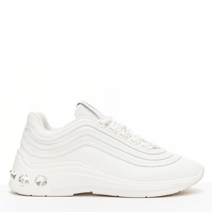 Women's Miu Miu White Leather Crystal Sneakers