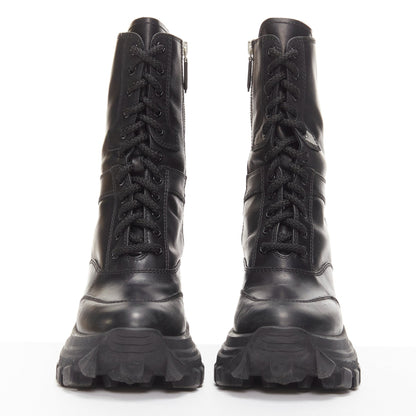 Women's Miu Miu Leather Lace Up Chunky Boots