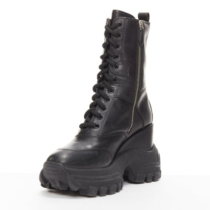Women's Miu Miu Leather Lace Up Chunky Boots