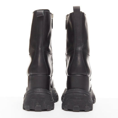 Women's Miu Miu Leather Lace Up Chunky Boots