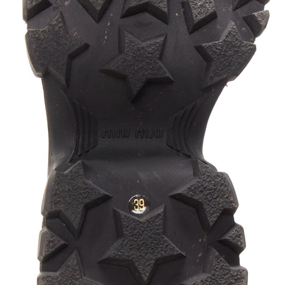 Women's Miu Miu Leather Lace Up Chunky Boots