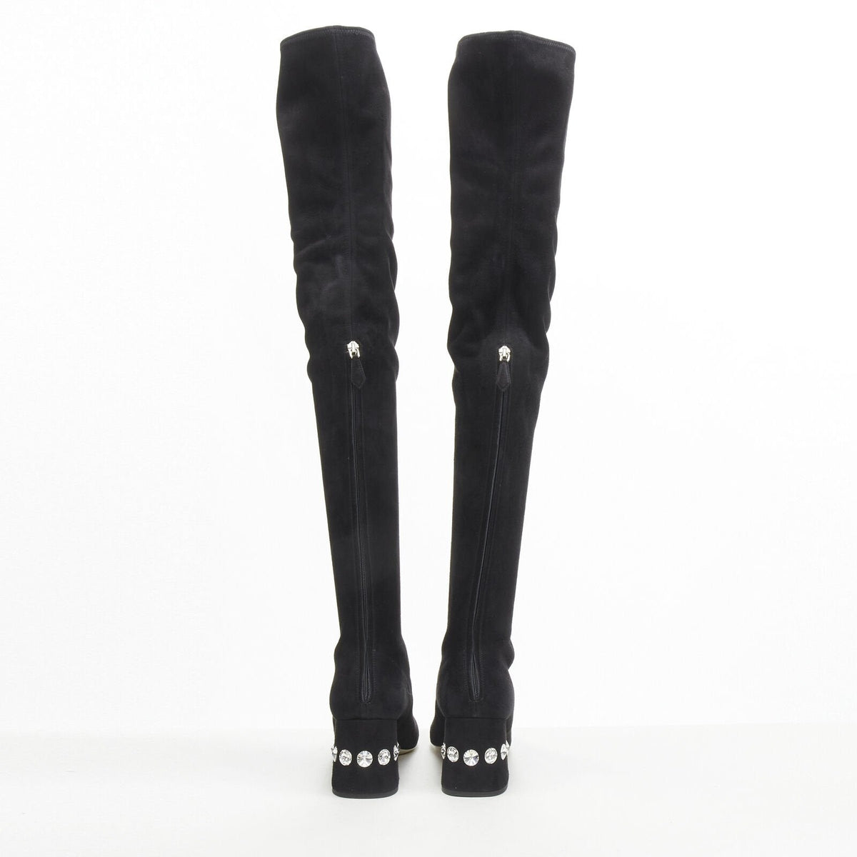 Women's Miu Miu Suede Jewelled Over Knee Boots