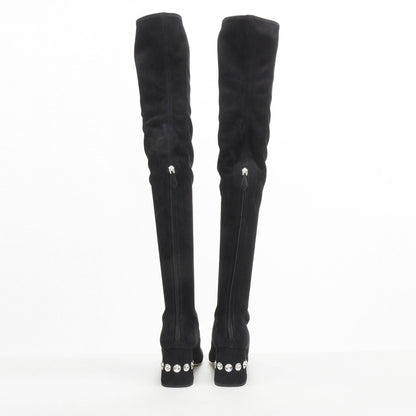 Women's Miu Miu Suede Jewelled Over Knee Boots