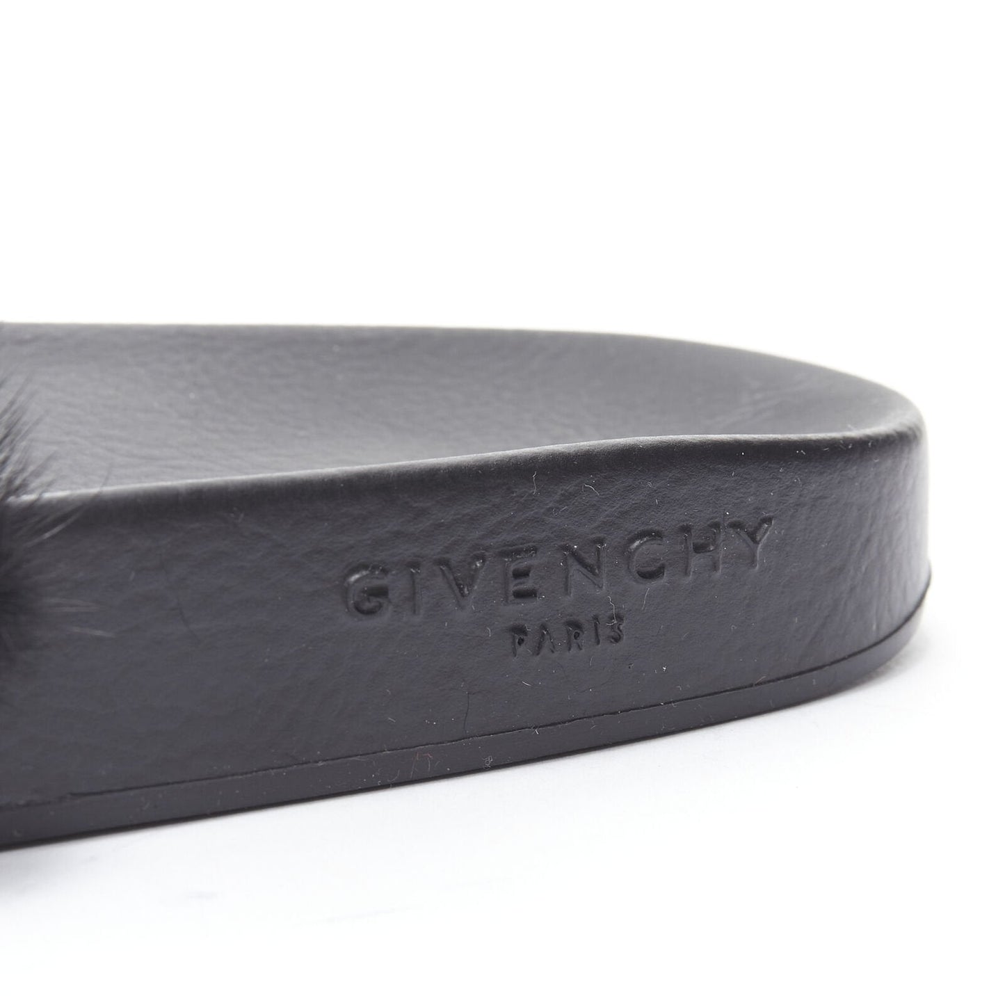 Women's Givenchy Mink Fur Logo Pool Slides