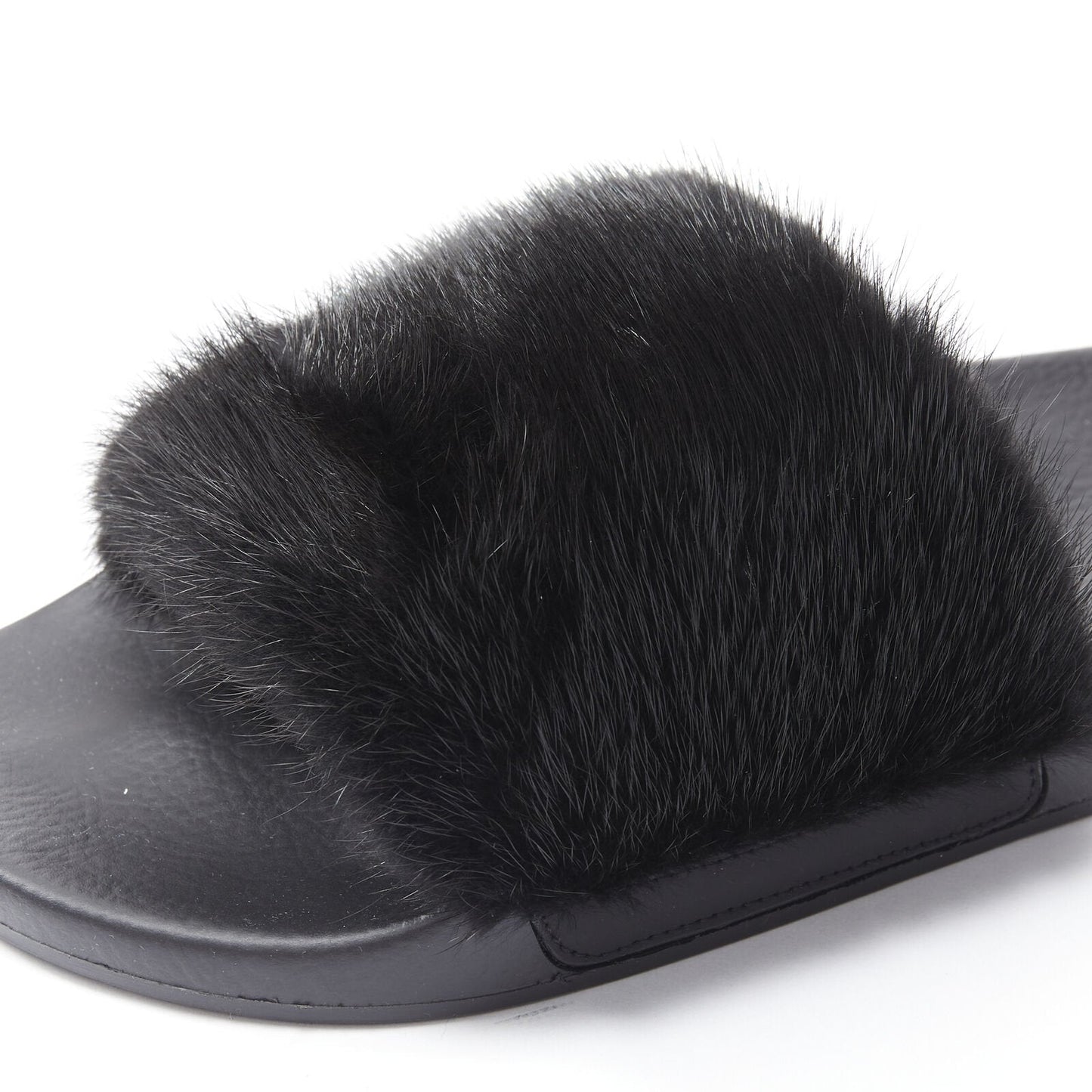 Women's Givenchy Mink Fur Logo Pool Slides