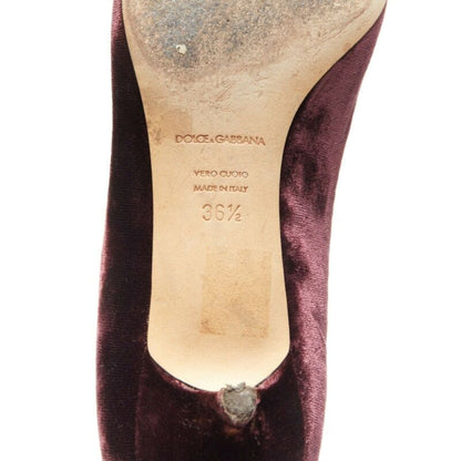 Women's Dolce Gabbana Velvet Crystal Heel Pumps