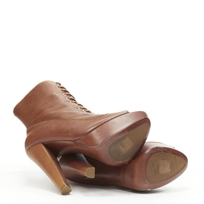 Women's Miu Miu Leather Platform High Heel Booties