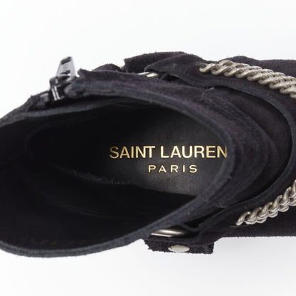 Women's Saint Laurent Wyatt Suede Chain Boots