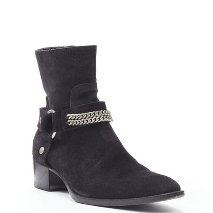 Women's Saint Laurent Wyatt Suede Chain Boots