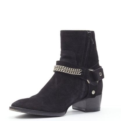 Women's Saint Laurent Wyatt Suede Chain Boots