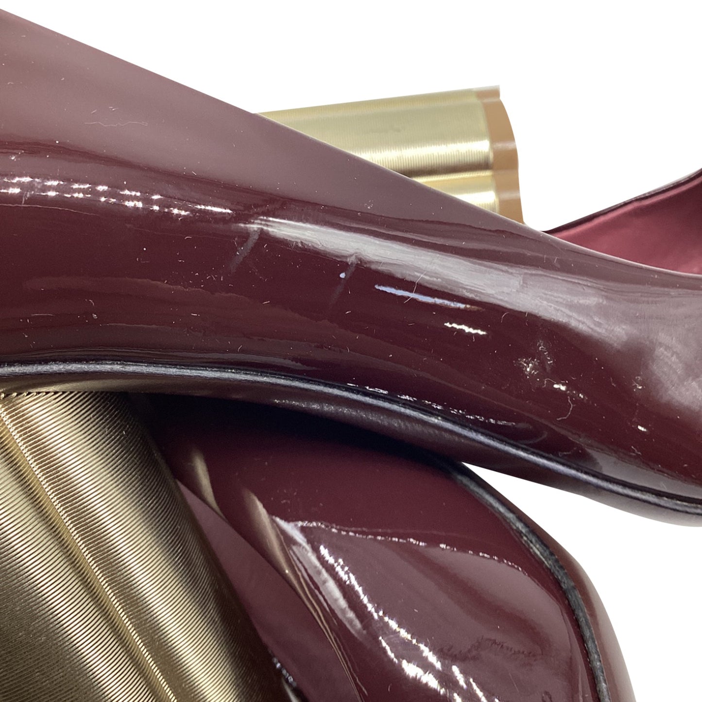 Women's Ferragamo Lucca Block Heel Pumps in Burgundy Patent Leather