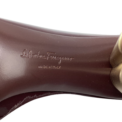 Women's Ferragamo Lucca Block Heel Pumps in Burgundy Patent Leather