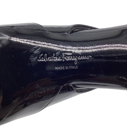Women's Salvatore Ferragamo Ankle-Strap Pump with Transparent PVC Detail in Black Patent Leather