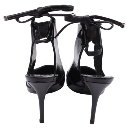 Women's Salvatore Ferragamo Ankle-Strap Pump with Transparent PVC Detail in Black Patent Leather