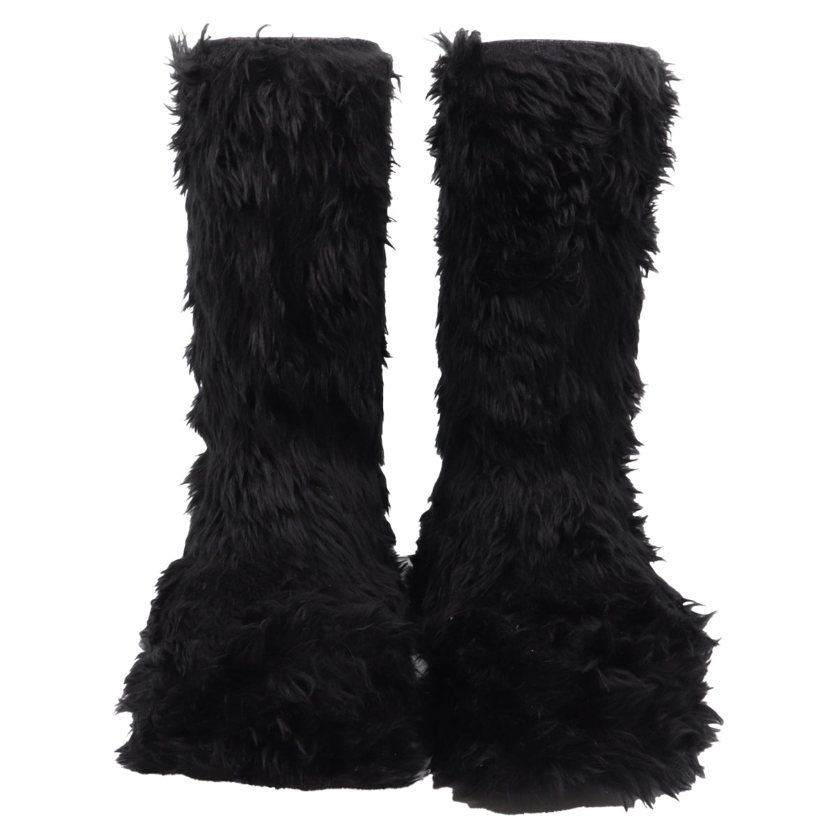 Men's Balenciaga + Crocs™ Platform Boots in Black Faux Fur and Rubber
