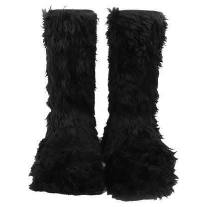 Men's Balenciaga + Crocs™ Platform Boots in Black Faux Fur and Rubber