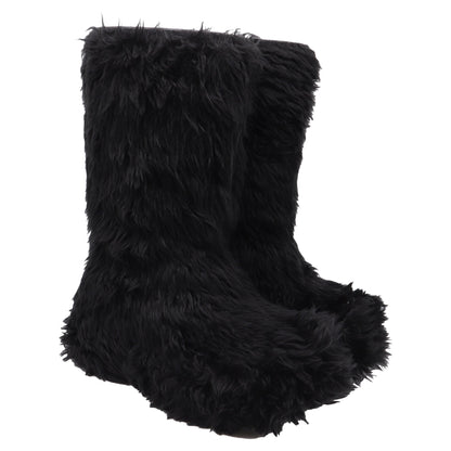 Men's Balenciaga + Crocs™ Platform Boots in Black Faux Fur and Rubber