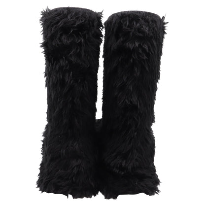 Men's Balenciaga + Crocs™ Platform Boots in Black Faux Fur and Rubber