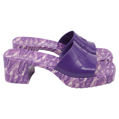 Women's Gucci Logo Slides in Purple Rubber