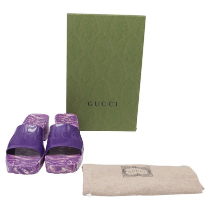 Women's Gucci Logo Slides in Purple Rubber