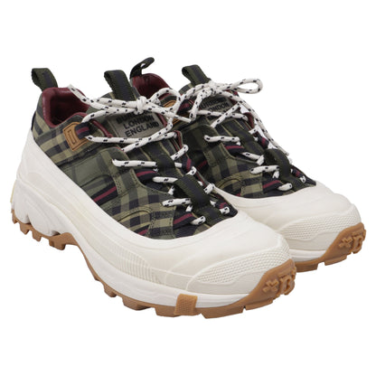 Women's Burberry Arthur Check Sneakers in Military Green Cotton