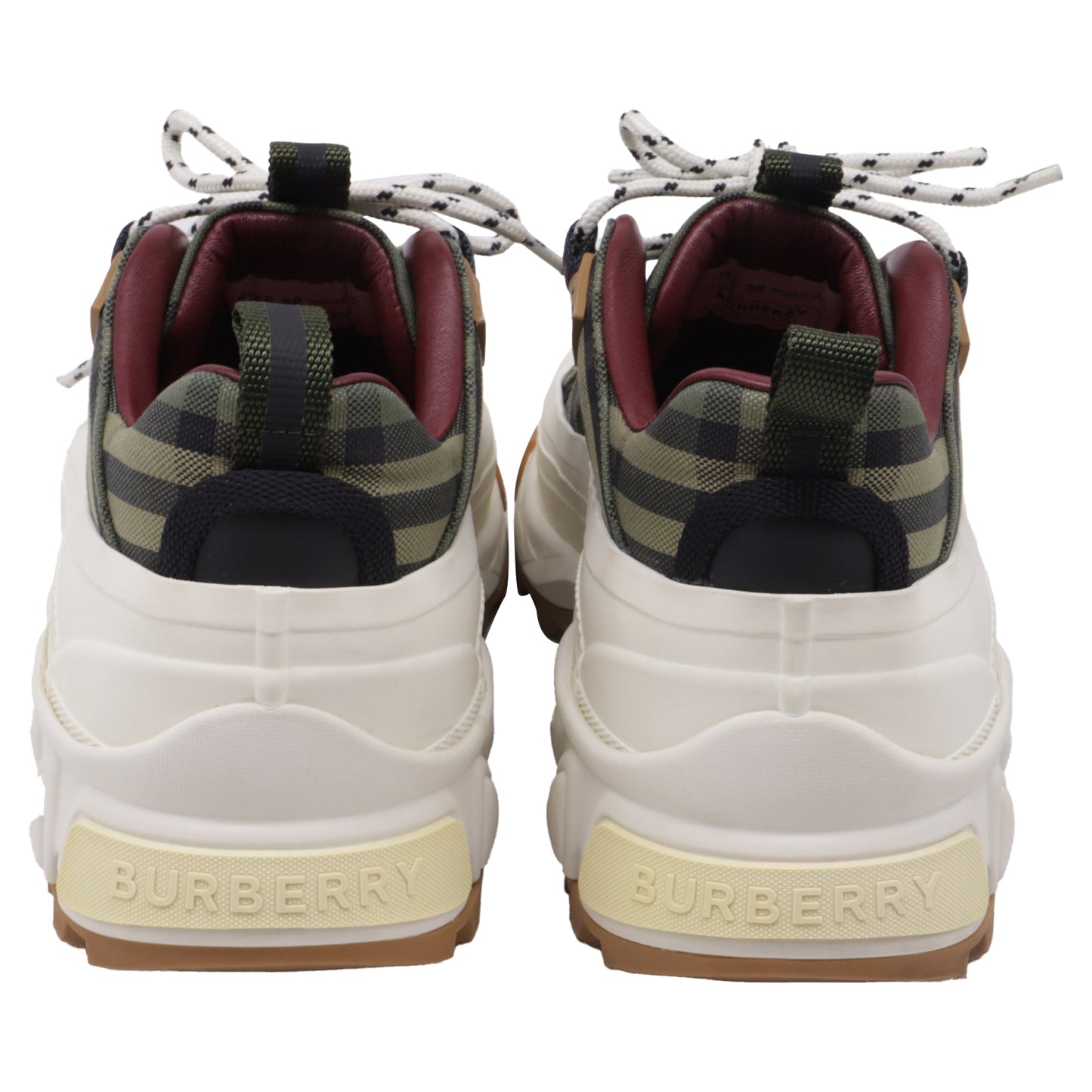 Women's Burberry Arthur Check Sneakers in Military Green Cotton