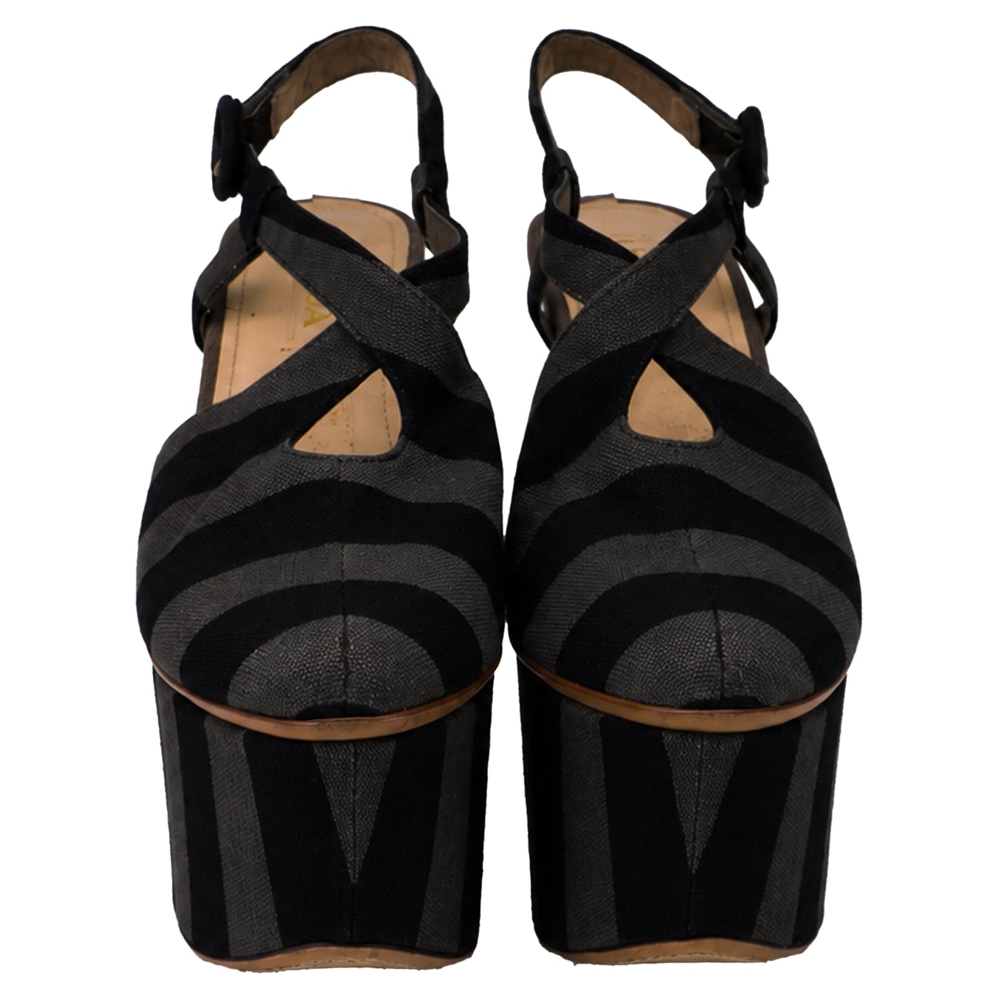 Women's Prada Platform Sandals in Multicolor Canvas
