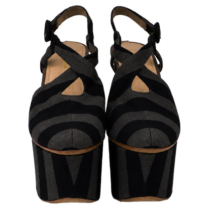 Women's Prada Platform Sandals in Multicolor Canvas