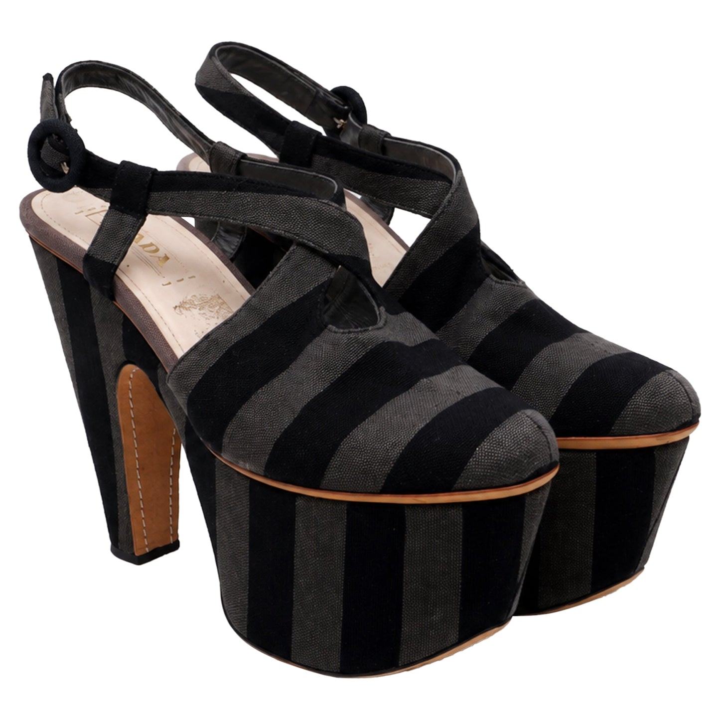 Women's Prada Platform Sandals in Multicolor Canvas