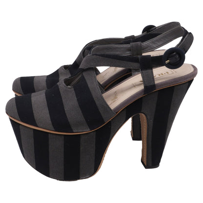 Women's Prada Platform Sandals in Multicolor Canvas