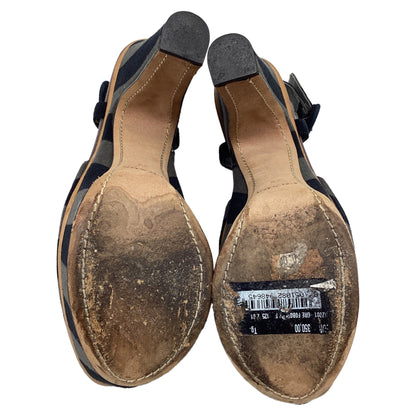 Women's Prada Platform Sandals in Multicolor Canvas