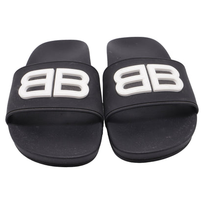 Women's Balenciaga BB Pool Clogs in Black Rubber