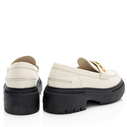 Women's Fendi Leather Fendigraphy Platform Loafers - Size 10 / 40