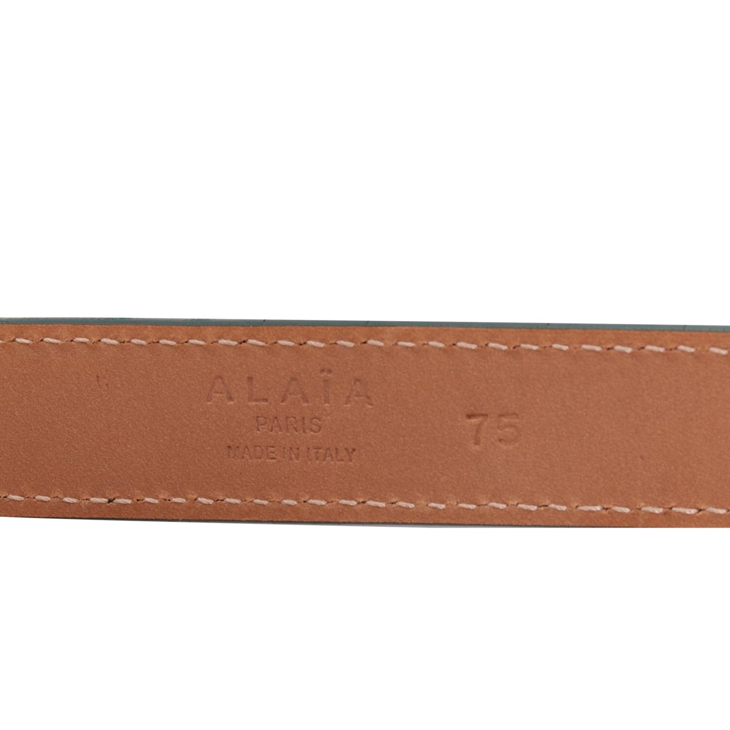 Alaia leather silver swirl loop hook skinny belt