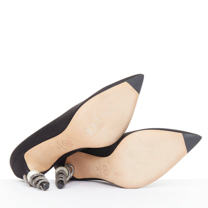 Women's Chanel Serpent Pearl satin CC pearl snake heel pump