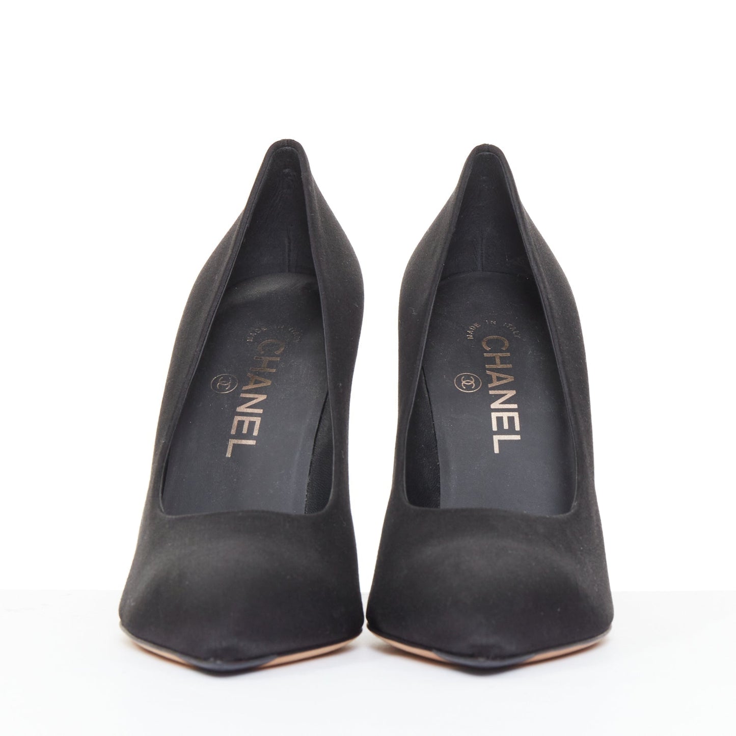 Women's Chanel Serpent Pearl satin CC pearl snake heel pump