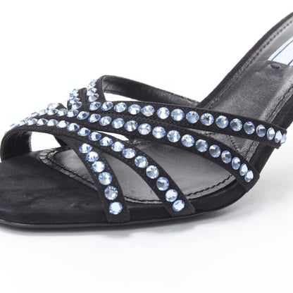 Women's Prada crystal rhinestone strappy open toe sandal