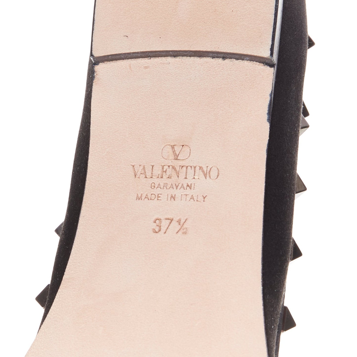Women's Valentino Rockstud satin leather trim studded ballet flats