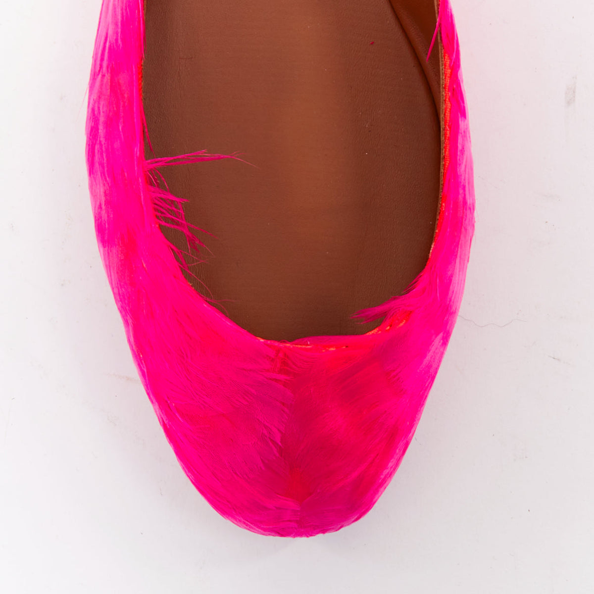 Women's Valentino feather leather ankle strap ballet flats