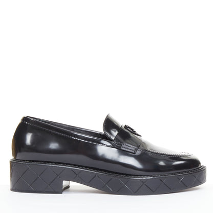 Women's Chanel Heart CC leather quilted platform penny loafers