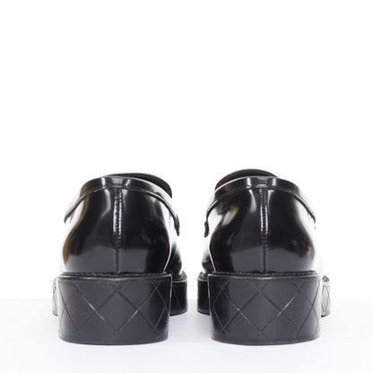 Women's Chanel Heart CC leather quilted platform penny loafers